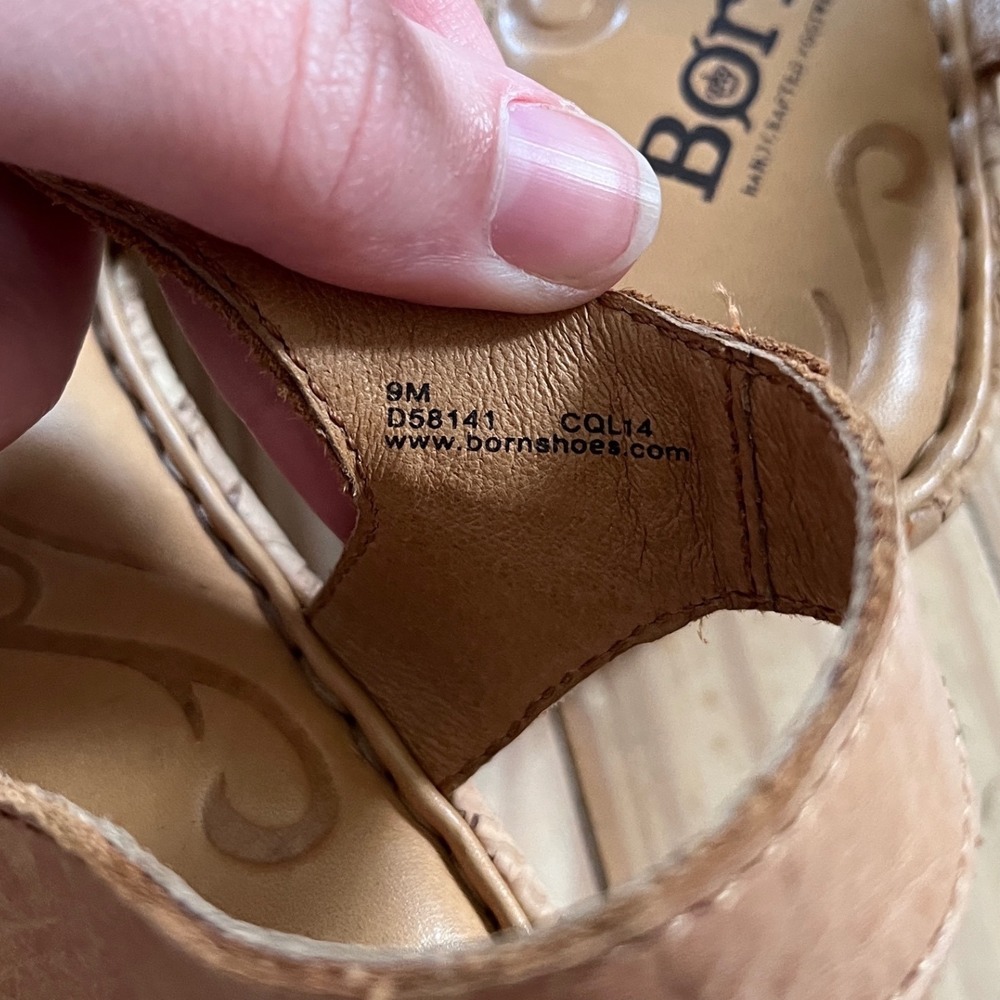 Born D58141 Tan Leather Cork Wedge Sandals Multi Color Knot Ankle Strap Womens 9 - Picture 4 of 8